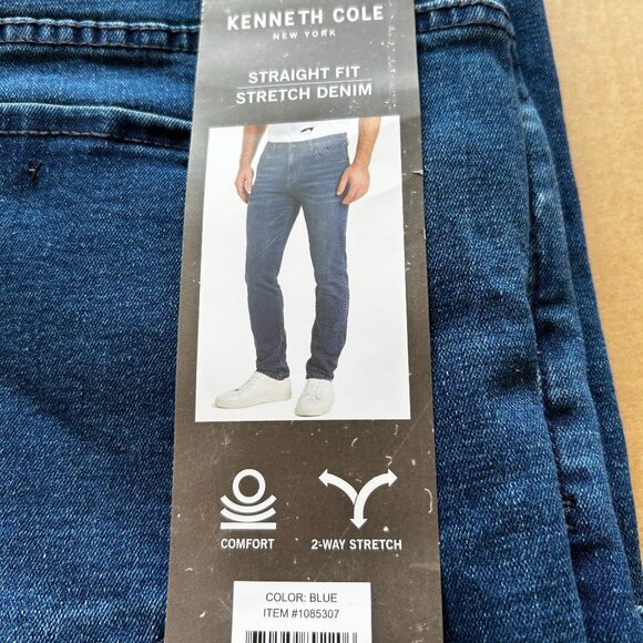 Kenneth Cole Men's Straight Leg Jeans Stretch Denim Blue Size 40x29 - Picture 10 of 12